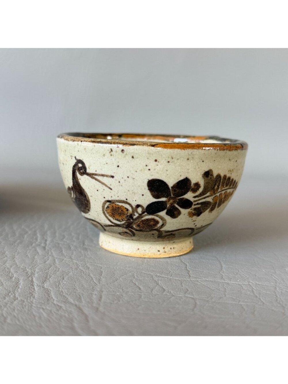 Vintage Tonala Mexico Studio Pottery Cup Saucer Set Signed S Lucas Bird 5.5" - Picture 7 of 16